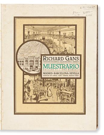 [SPECIMEN BOOK — RICHARD GANS FUNDICION TIPOGRAFICA]. Richard Gans Fundicion Tipografica / Taller Mecanico / Grabado Muestrario. Madrid